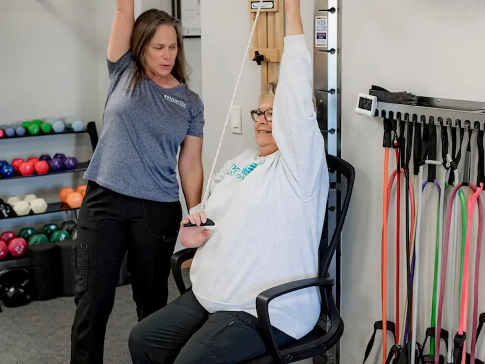 Guided rehab exercise in the gym